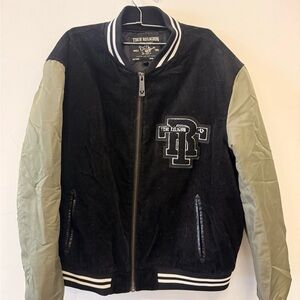 True Religion Black and Olive Varsity Jacket